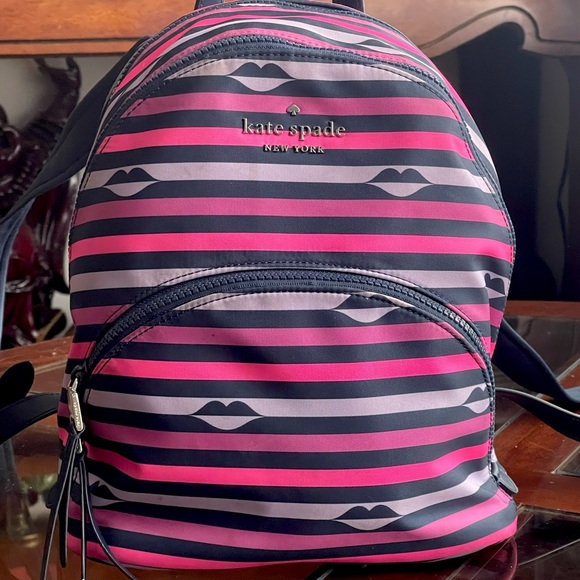 Kate Spade Karissa Set - Backpack, Wallet, Makeup Bag/Pencil Case - Striped lips - Picture 6 of 10